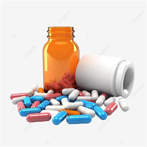 3d Rendering Medicine Bottle With Some Pills Isolated Vitamin Bottle