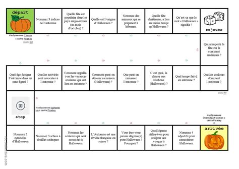 Automne Et Halloween Jeu D Oie Fran Ais Fle Fiches Pedagogiques Pdf Doc