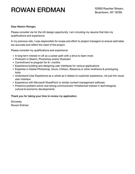 Ux Design Cover Letter Velvet Jobs