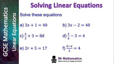 Solving Equations Mr Mathematics YouTube