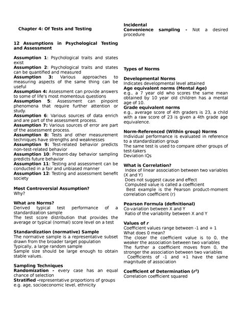 Chapter 4 PSY Assessment Chapter 4 Of Tests And Testing 12