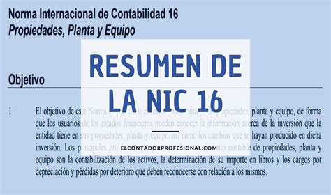 NIC 16 Resumen Propiedad Planta Y Equipo Contador Profesional