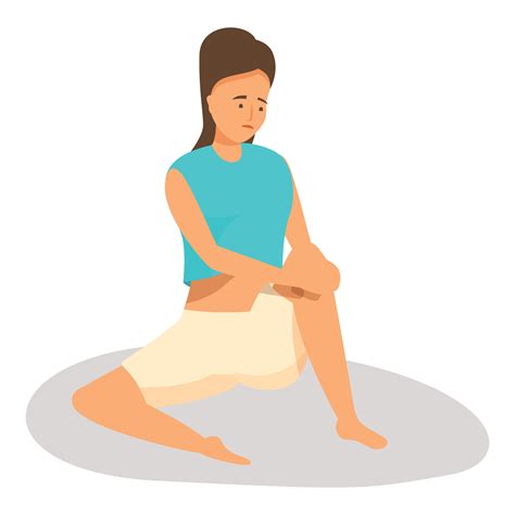 Young woman suffering knee pain after exercising 47562902 Vector Art at