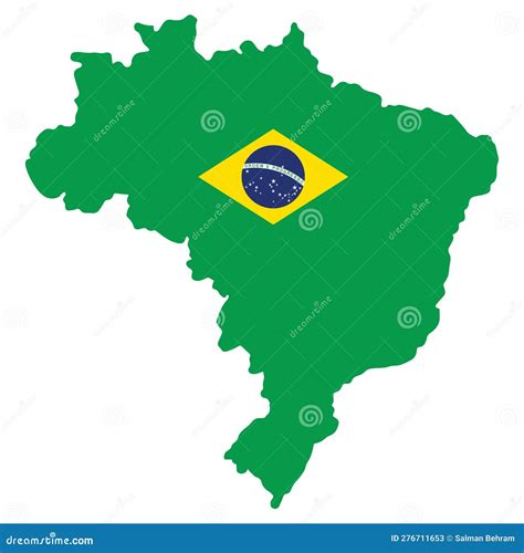 Brazil Map with National Flag Vector Illustration Detailed Icon Stock ...