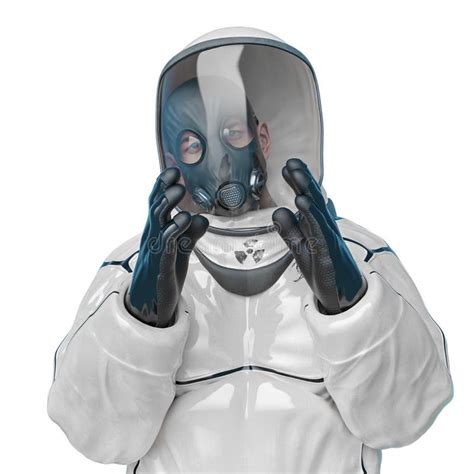 Man in a Biohazard Suit is Explaining Stock Illustration - Illustration ...