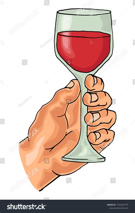 Man Hand Holding Clinking Wine Glass Stock Vector Royalty Free