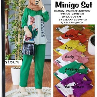 Jual Setelan Minigo Crinkle Sablon Wanita Terbaru 2022 Kekinian Set