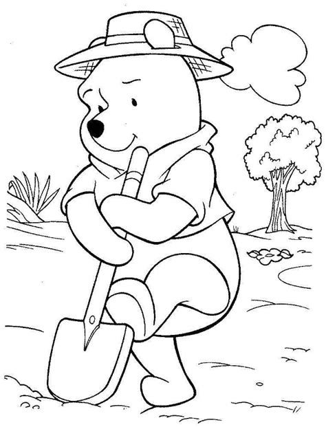 Coloriage Winnie l ourson dans le Jardin télécharger et imprimer