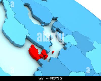 Denmark In Red On Blue Political Map D Illustration Stock Photo Alamy