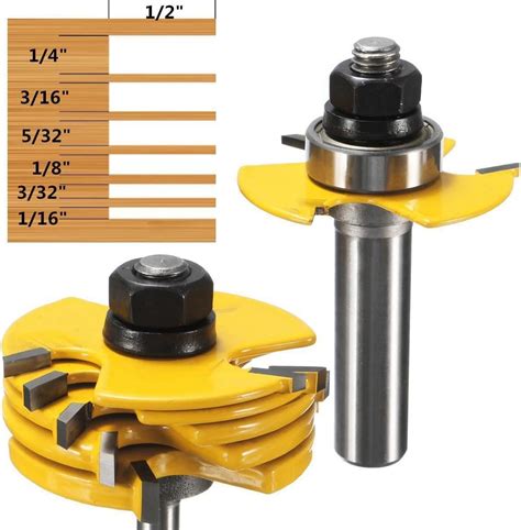 Rfvtgb 2Pcs Slot Cutter 3 Wing Router Bit 1 2 1 4 Inch Shank