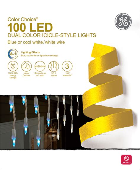 89131 Ge Color Choice® Led Icicle Style Lights 100ct Bluecool White