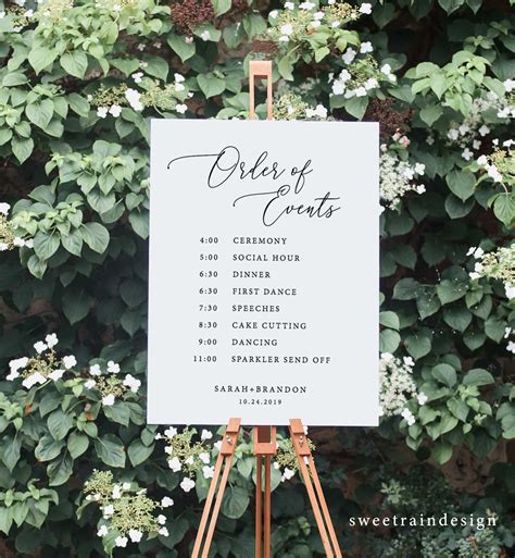 Wedding Day Timeline Sign Printable Order Of Events Sign Etsy