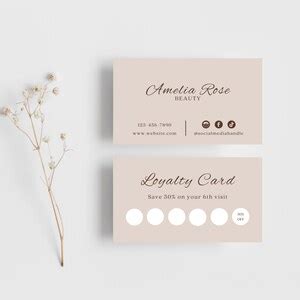 Beauty Loyalty Card Template DIY Reward Cards Minimalist Salon Stamp