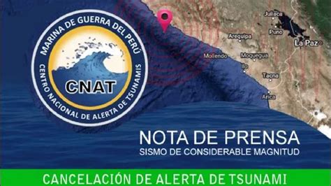 Marina De Guerra Del Perú Cancela Alerta De Tsunami En El Litoral Peruano Tras Sismo De Magnitud