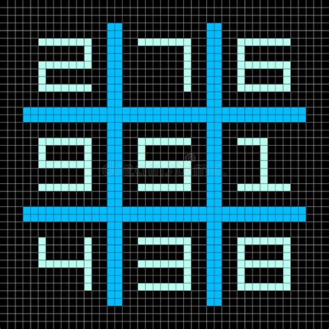 8 Bit Pixel Art Magic Square With Numbers 1 9 Stock Vector