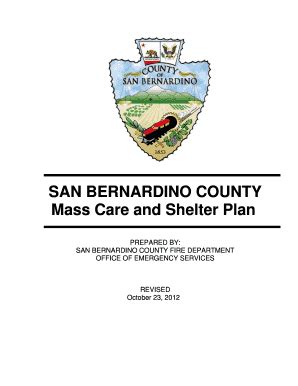 Fillable Online San Bernardino County Mass Care And Shelter Plan Fax