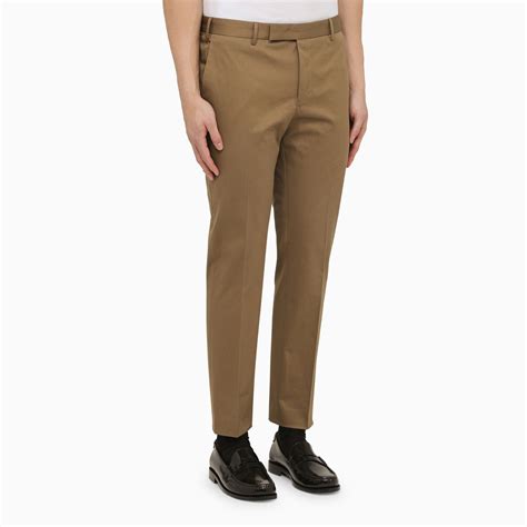 PT Torino Beige Cotton Slim Trousers TheDoubleF