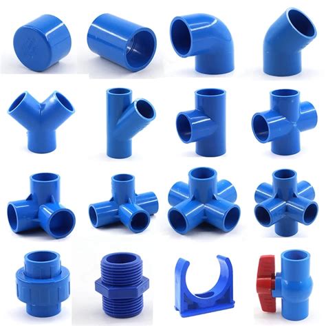 I D 20 25 32mm Blue Pvc Pipe Fittings Pvc Straight Elbow Tee Cross Connector Water Pipe Adapter