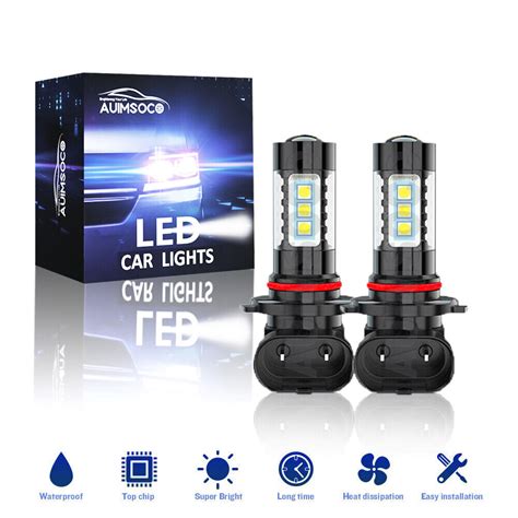 2Pcs LED Fog Driving Bulbs 9006 HB4 Fog Light Xenon White 6500K High