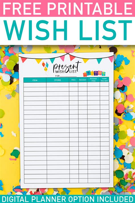 Wish List Printable Free Printable T Idea List