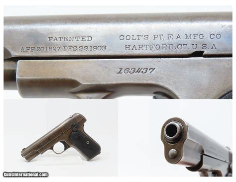 Colt Model 1903 Pocket Hammerless 32 Acp Caliber Semi Automatic Candr Pistol World War I Era Self