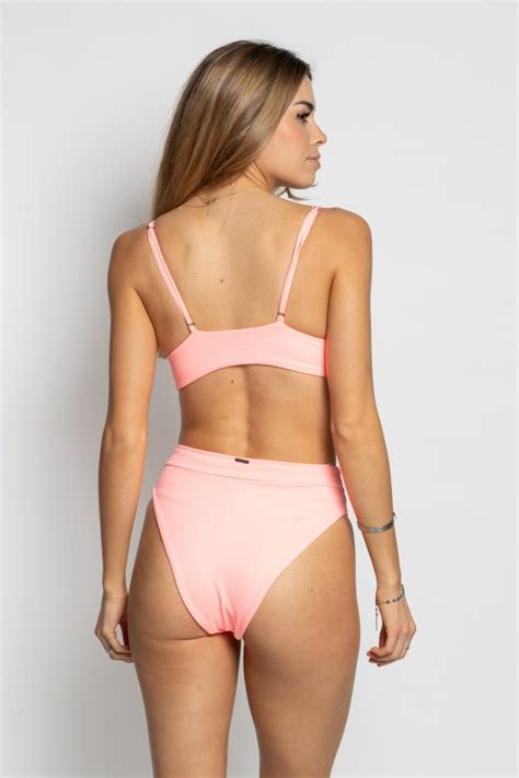 Maaji Triangle High Leg Coral Peony Shine Bikini Set Sal De Mar