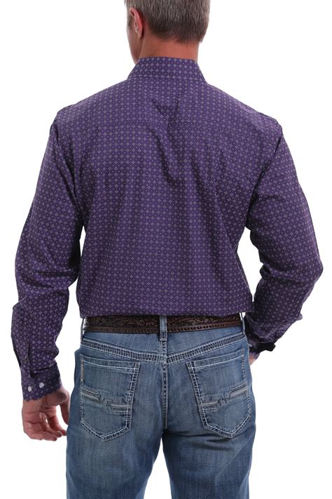 Cinch Jeans Mens Modern Fit Purple Diamond Geometric Print Western