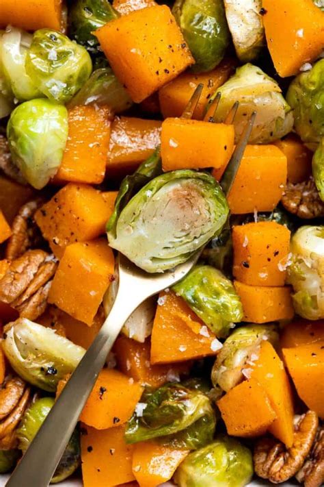 Maple Roasted Brussels Sprouts And Butternut Squash Ahead Of Thyme