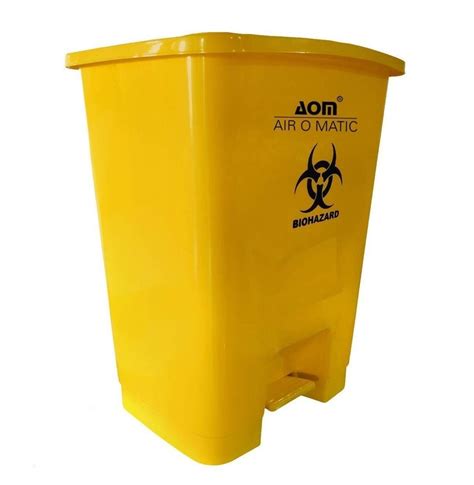 Yellow Rectangular Plastic Biohazard Dustbin For Hospital Capacity