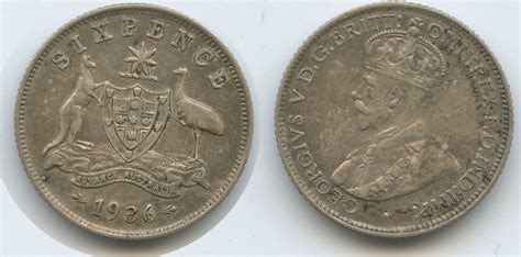 Australien Pence Sixpence Silber H King George V