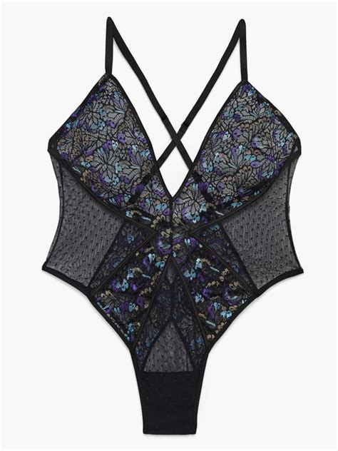 Butterfly Wings Lace And Mesh Teddy In Black And Multi Savage X Fenty Germany