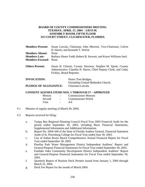 (PDF) BOARD OF COUNTY COMMISSIONERS MEETING … · 230 board of county ...