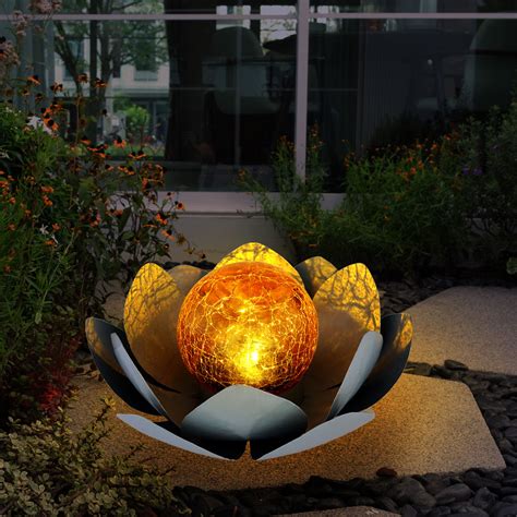 Lampe D Ext Rieur Led Solaire Fleur De Lotus Clairage De Jardin