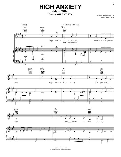 High Anxiety Main Title From High Anxiety By Mel Brooks Sheet Music