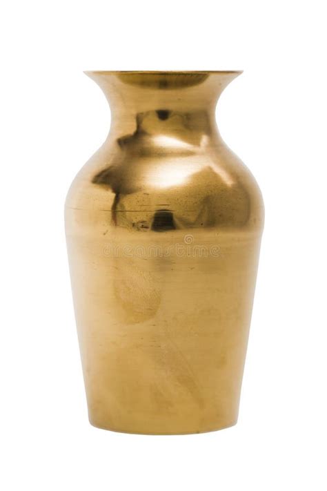 Antic Gold Engraved Oriental Metal Vase On Isolated Background Stock