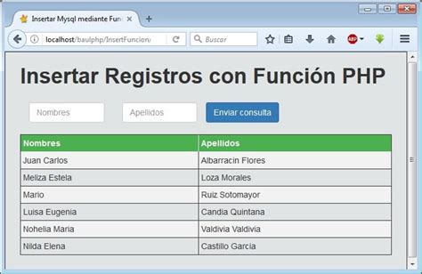 Insertar Registros Con Función Php Ejemplos Baulphp