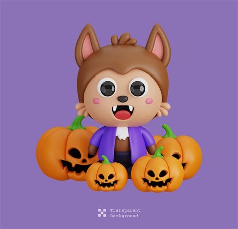 Divertido Personaje De Dibujos Animados De Halloween Hombre Lobo Con