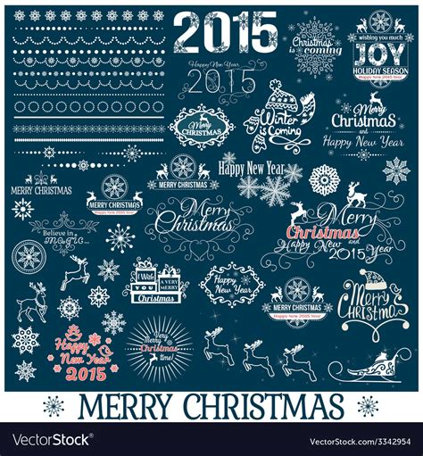 Hand Drawn Christmas And New Year Decoration Set Vector Image