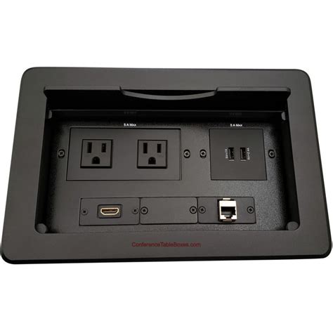 Conference Table Box W 2 Power 1 Hdmi 2 Charging Usb 1 Cat6 Black