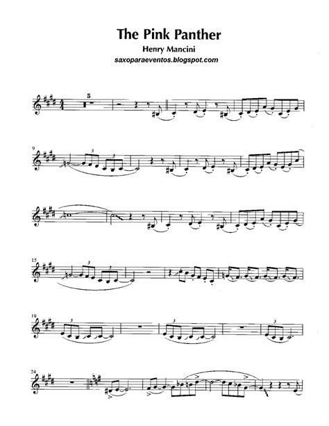 Free Sheet Music For Sax Pink Panther Henry Mancini Score And Track