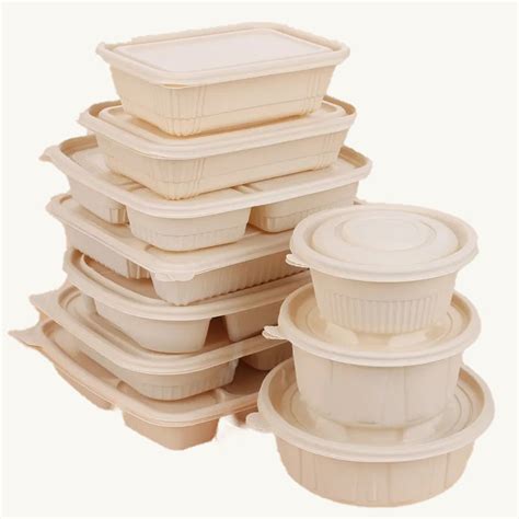 Eco Food Packaging Boxes Biodegradable White Lunch Boxes With Lid Sugar