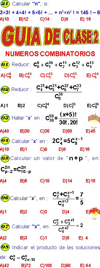 Factorial De Un Numero Y Numero Combinatorio Ejercicios Resueltos Pdf