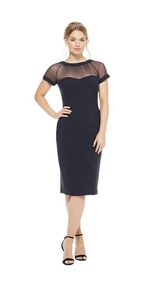 Maggy London Illusion Yoke Crepe Cocktail Dress In Na Gem