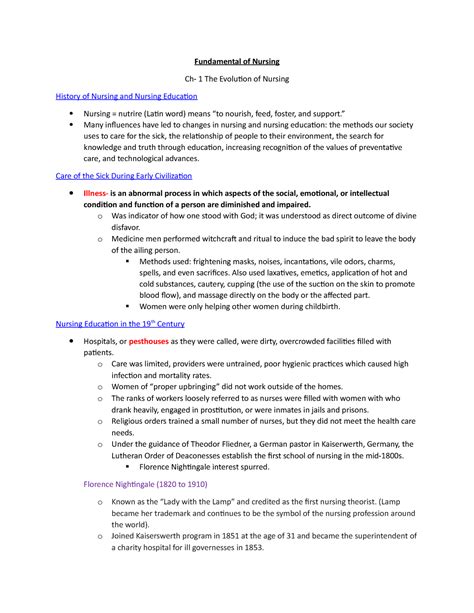 Chapter 1 The Evolution Of Nursing Fundamental Of Nursing Ch 1 The Evolution Of Nursing