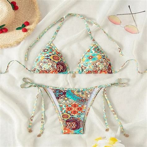 Bikini Femme Deux Pièces Sgambato Mini Bikini Triangle Vert Coloré D C eBay