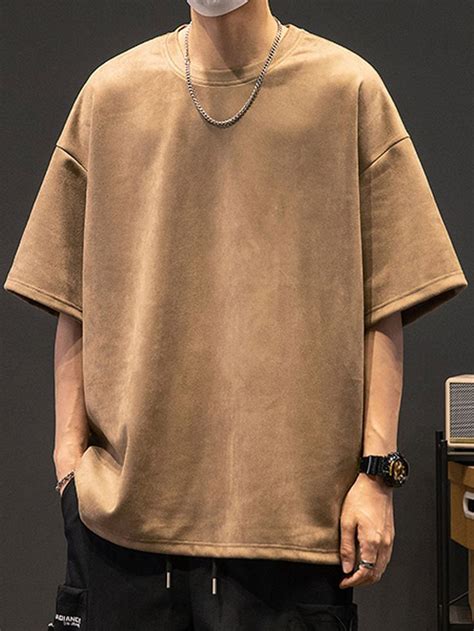 Men Solid Drop Shoulder Tee Cool Shirt Designs Oversized Shirt