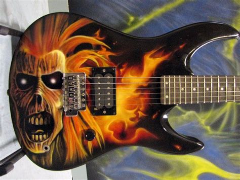 Iron Maiden Eddie Maalaus Kynäruiskulla Sähkökitaraan Prs Guitar