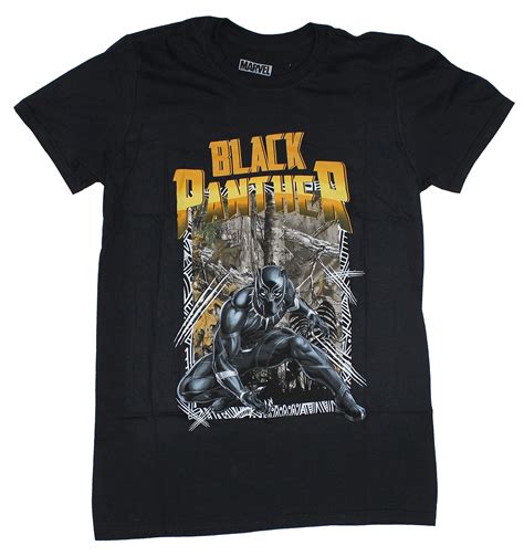 Black Panther Mens T Shirt Camo Forest Panther Under Yellow Logo