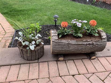 Log Planters I Made R Gardening