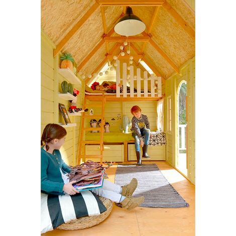 Cabane En Bois Pour Enfant Sur Pilotis Avec Toboggan Et Lit Superpos